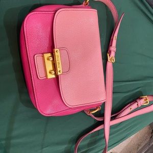 miu miu pink leather shoulder bag